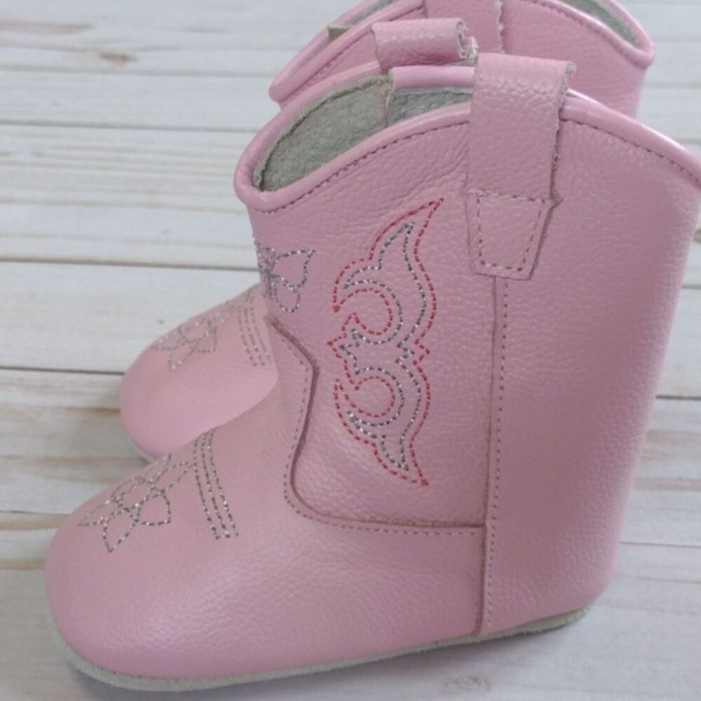 MaMTaKoN Pink Genuine Leather Cowboy Boots Size 6-12 Months